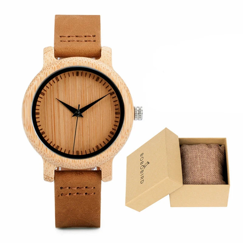 Wooden Watches for Men & Women Leather Strap Quartz Watches Support OEM Customized Dropshipping