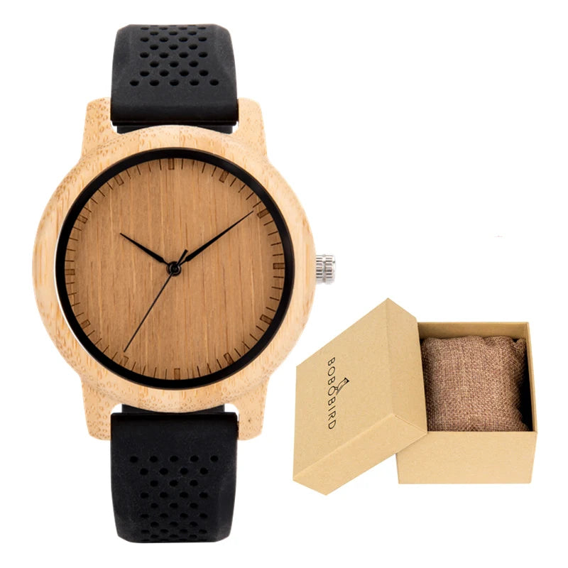 Wooden Watches for Men & Women Leather Strap Quartz Watches Support OEM Customized Dropshipping