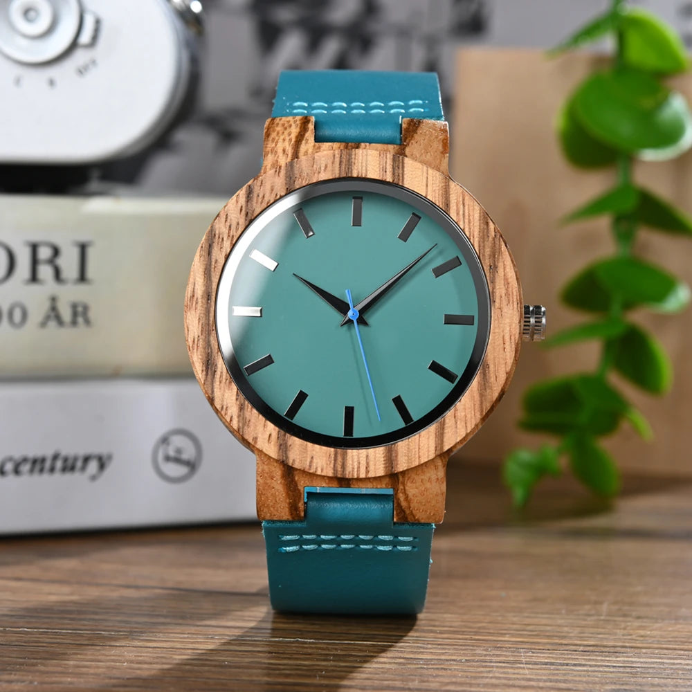 Wooden Watches for Men & Women Leather Strap Quartz Watches Support OEM Customized Dropshipping