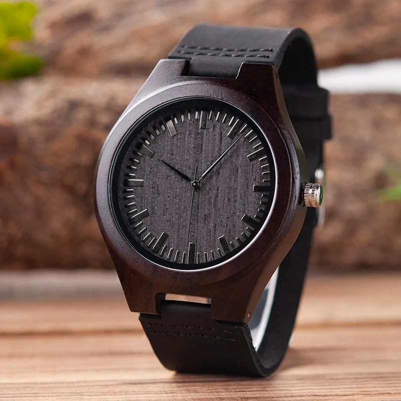 Wooden Watches for Men & Women Leather Strap Quartz Watches Support OEM Customized Dropshipping