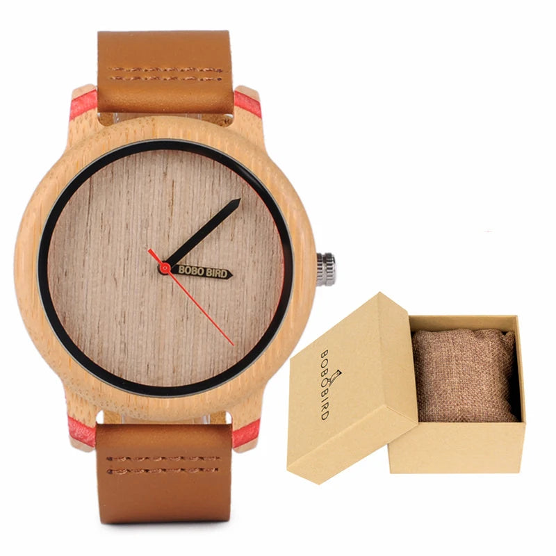 Wooden Watches for Men & Women Leather Strap Quartz Watches Support OEM Customized Dropshipping